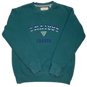 Aritzia | Tna Embroidered Logo Crewneck Vintage Style Sweater Forest Green XXS